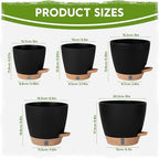 Self Watering Pots for Indoor Plants (5/5.5/6/6.5/8 Inch), Terra Cotta Planters with Water Level Indicator & Drainage,Wicking Pots for Monstera, Herbs & Snake Plant (Black, 5/5.5/6/6.5/8 Inch) - Image 2