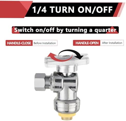 50Pcs EFIELD 1/2"Push x 3/8"OD Push-Fit Angle Stop Valve(PF-VALVE028-50) - Image 3