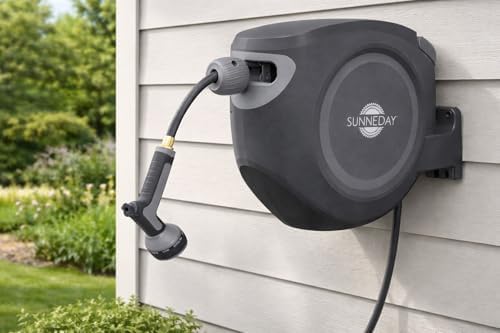 Sunneday SW-75S 75ft Retractable Hose Reel | Automatic Retractable w/Wall Mount | Easy to Assemble Reel w/Flexible Swivel Mount (75FT 1/2) - Image 7