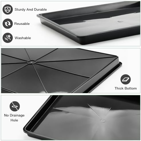 RooTrimmer 5 Pack Soil Blocking Trays(14"x12"x3"), Plastic Flat Plant Tray for Holding or Collecting Drainage Water, Elevated Microgreen Seed Starter Tray for Seed Germination (Black) - Image 5
