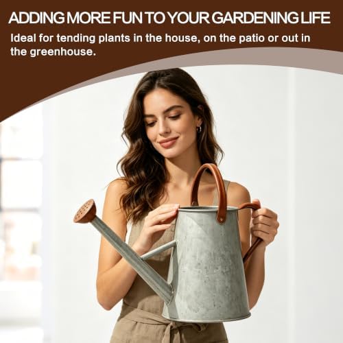 1.5 Gallon Metal Watering Can for Outdoor Plants, Watering Can, Cream Zinc - Image 6