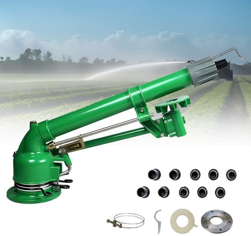 Farm Irrigation Sprinkler, 2" Farm Sprinklers Spray, 360°Adjustable Large-Area Watering Spray, with Replacement Nozzle, for Farm Lawn Garden Irrigation by URJWAN