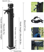Vertical Square Garden Water Column, Outdoor Antifreeze Hose Stand Double Outlet Faucet with Spray Gun, Water Dispenser Hydrant for Irrigation and Washing(95cm/37in) - Image 2