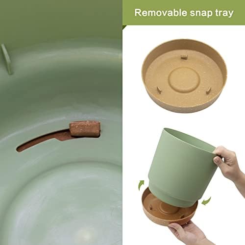 QCQHDU 10 inch Plant Pot, 2 Pack Planters for Indoor Plants with Drainage Holes & Saucer, Outdoor Flower Pots Home Garden Modern Decor - Image 3