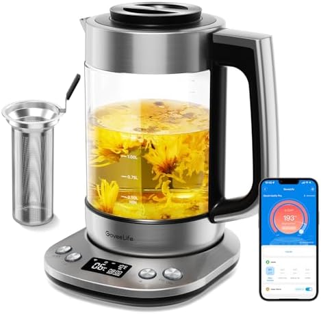 GoveeLife Smart Electric Kettle, Tea Infuser for Loose Leaf, 1.7L Silver by GoveeLife