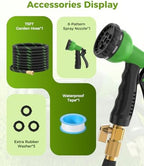 75ft Garden Hose，Non-Expandable Water Hose with 8 Function Spray Nozzle, Burst-Resistant，Kink-Free，Lightweight，Durable & Flexible 3/4" Garden Hose for Gardening, Yard，Lawn, Car Washing - Image 7