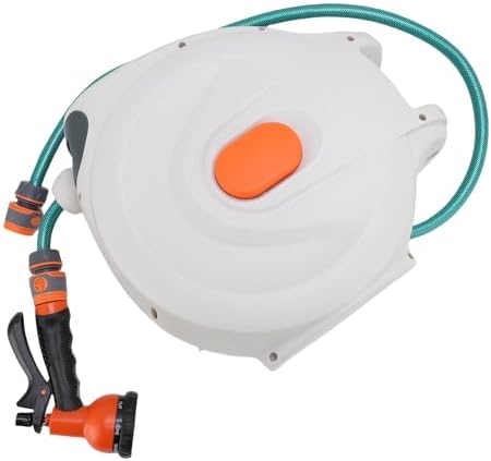 Retractable Garden Hose Reel, 1/2 Inch X 100 Ft Wall Mounted with High Pressure Sprayer & Automatic Retractable System, Ideal for Garden Irrigation, Car Washing & Pet Showering (20m) - Image 2