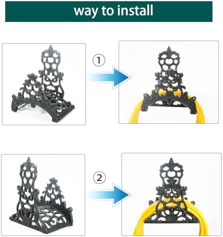 Sungmor Heavy Duty Cast Iron Garden Hose Holder - Wall Mounted Water Hose Hanger - Antique Emblem Decorative Hose Reel - Water Hose Rack Butler Storage - Two Installation Methods Wall Decor Holder - Image 6