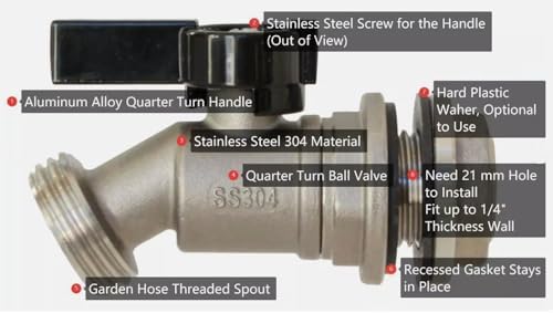 RBS006 Stainless Steel Water Jug Bucket Rain Barrel Spigot Spout Valve ，Replacement for RAINPAL OEM - Image 3