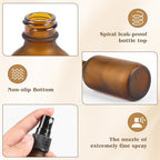 24 Pack Glass Spray Bottles, 2oz Empty Glass Spray Bottles with Fine Mist, Small Leak Proof Travel Dispenser Bottles for Essential Oils, Bath, Beauty, Hair & Cleaning (Amber Frosted) - Image 3