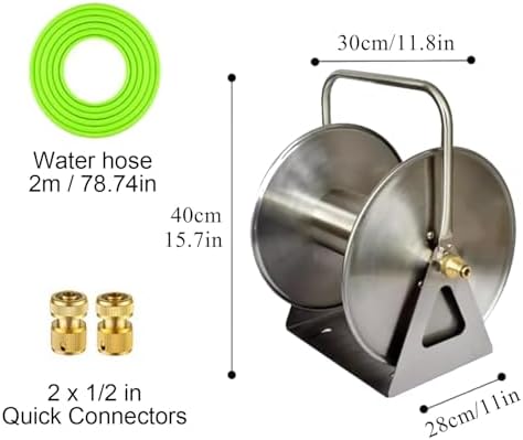 Garden Hose Reel with 6.6FT Hose, Wall or Floor Mounted Hand Crank for Easy Storage in Lawn, Patio, Yard and Garden - Convenient Outdoor Organizer - Image 6