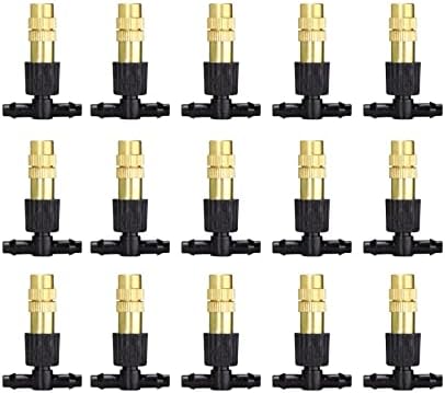 30/50/100/200/250PCS Copper Misting Nozzle 1/4'' Barb Tee Connector Adjustable Brass Mist Spray Atomizer Watering Garden(30pcs) by Unknown