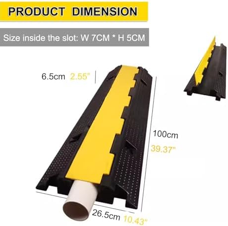 Cable Protector Ramp 1 Channel Rubber Cable Protection Ramp, Garden Hose Protector for Driveway， 18000lb Axle Capacity Cord Cable Protector - Image 2