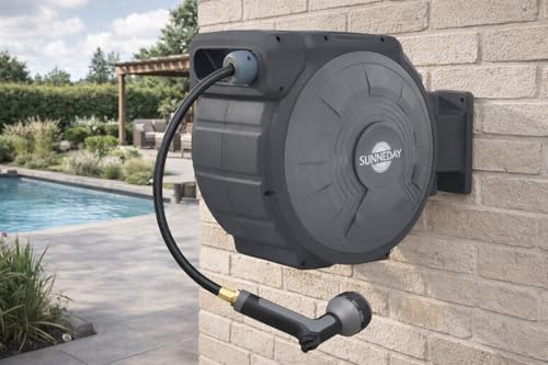 Sunneday TW-30B 100ft Retractable Hose Reel 5/8 | Automatic Retractable w/Wall Mount | Easy to Assemble Reel w/Flexible Swivel Mount (100 5/8) - Image 2