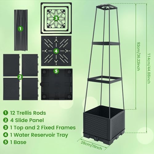 Garden Bed with Trellis 45 Inch Self-Watering Gardening Supplies - Image 2