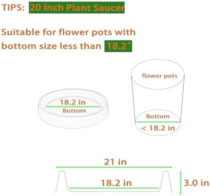 Plant Saucer Tray for Ceramic Plastic Pots, 20 inch Plant Saucers for Indoors, Pot Saucers Trays, Bird Bath Bowls, Flower Planter Water Drip Trays for Pots Base (20", White) - Image 2