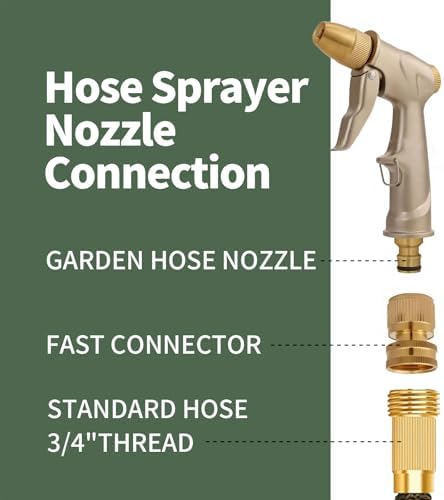 Garden hose nozzle spray, heavy metal high-pressure water gun, rotating can obtain different types of spray, watering plants and lawn, car washing, yard and pets (Short nozzle quick connection) - Image 7