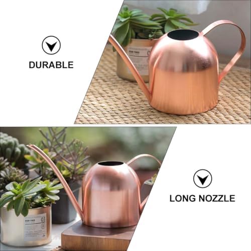 Housoutil Rose Gold Stainless Steel Watering Can with Long Spout, 500ml Indoor Garden Sprinkler Pot, Rustproof Plant Watering Bottle for Houseplants and Patio Gardening - Image 6