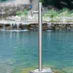 Freestanding Garden Water Column with Outdoor Hose Stand, Anti-Freezing 304 Stainless Steel Floor Mounted Water Tap, Courtyard Faucet Post, Metal Water Fountain Yard Hydrant for Irrigation/Washing by Unknown