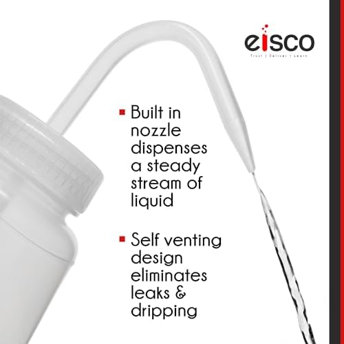 EISCO 6PK Chemical Wash Bottle, No Label, 500ml - Wide Mouth, Self Venting, Low Density Polyethylene - Performance Plastics Labs - Image 3