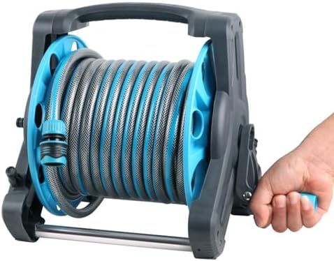 Garden Hose Reel Cart with Crank Handle, PVC Hose and Copper Sprinkler Head, Portable Storage Winding Reel for Outdoor Watering by Unknown