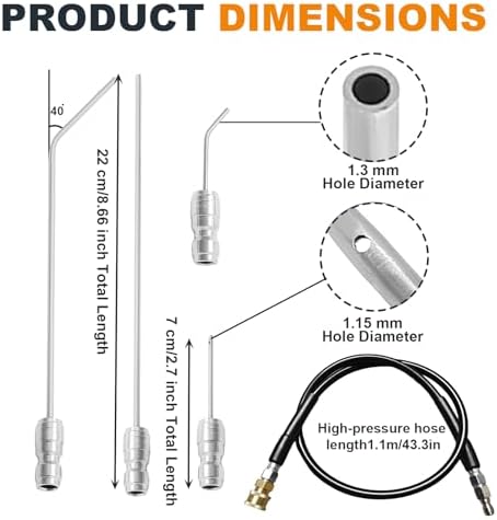 5 Pack Pressure Washer Needle Tips, Equipped with a High Pressure Hose to Prevent Head Breakage, 1/4 Quick Connect for Washer, AC Coil, Water Heater and Appliance Cleaning - Image 6