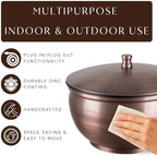 Monarch Abode Garden Hose Holder with Lid – Decorative Water Hose Holders for Outside, Smooth Metal Antique Copper Pot with Drainage, 100ft Waterhose Holder for Outside, Garden Storage Caddy - Image 7