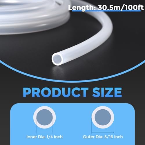 Silicone Tubing 1/4" ID x 5/16" OD 100 ft Length High Temp Clear - Image 2