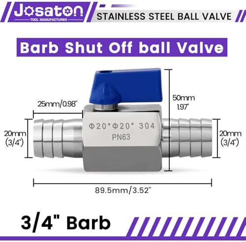2-Pack 3/4" Hose ID Barb Mini Ball Valve with Clamps Kit - Image 2
