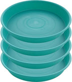 4 Pack of 14 inch Plant Saucers Bird Bath Bow Round, Plastic Plant Saucer Tray for Pots, White Planters for Indoor Plants, Plant Trays for Planter 12-15" (14", Teal) by Bleuhome