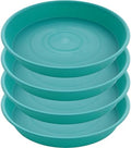 4 Pack of 16 inch Plant Saucer (13.5" Base), Heavy Duty Plastic Plant Tray for Pots, Flower Water Trays for Indoors, Bird Bath Bowls, Plant Drip Saucers for Planter 14"/15"/16" (Teal) by Bleuhome