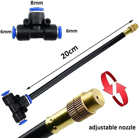 Adjustable Mist Sprinkler 360° Rotating Copper Water Sprayers with Set Connector for Garden Plant Automatic Watering Misting (Color : Black, Size : 10m) - Image 4