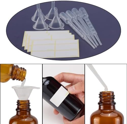 YIZHAO Amber Glass Spray Bottles 1oz, with Small Fine Mist Spray, Metal Cap, Refillable for Essential Oil,Travel,Cleaning,Perfume,Aromatherapy,Makeup – 24 Pcs - Image 5