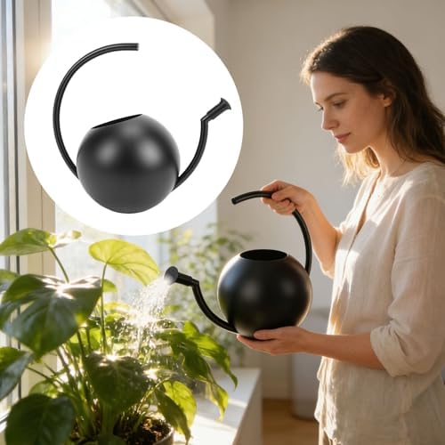 Watering Can Indoor Plants, 1L Cute Watering Pot, Metal Stainless Steel Garden Water Can with Long Spout for Indoor House Plants Bonsai Outdoor Garden Flower Decorative - Image 4