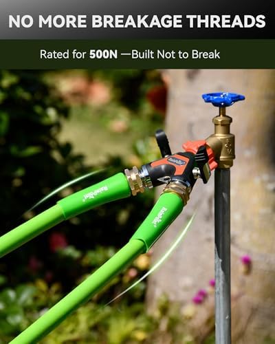 RAINPOINT Garden Hose Splitter 2 Way, All Metal Heavy Duty Water Hose Y Splitter With 2.05" Extra Long Side Handle & Shut Off Valves, 3/4 Inch GHT Thread Connector For Outdoor Spigot Faucet (Orange,2) - Image 6