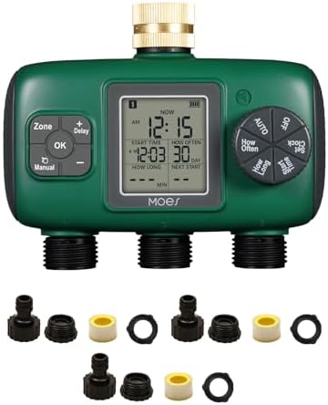 MOES 3 Zone Sprinkler Timer for Garden Hose,Brass Inlet Water Timer by MOES