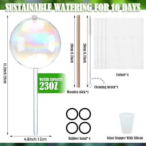 Chumia 4 Pcs 23 oz Glass Plant Self Watering Globes Large Iridescent - Image 3
