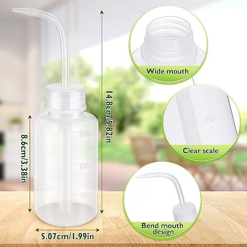 Maxdot 24 Pcs 5 oz Plastic Squeeze Bottles Bulk Transparent White Plant Watering Bottles with Narrow Mouth Scale Labels Tattoo for Safety Rinse Watering Tools, Plant Irrigation - Image 2