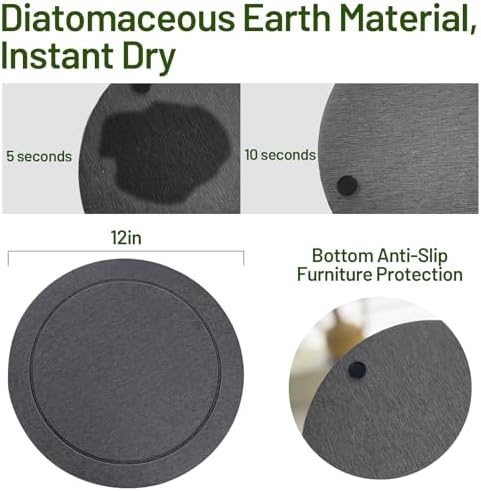 MUDEELA Diatomaceous Earth Instant Drying Plant Saucers, 12 Inches, 3 Pack - Image 2