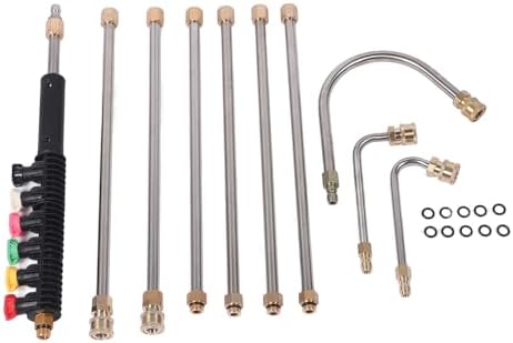 Jiawu Pressure Washer Extension Wand Kit with Versatile Nozzles for Deep Cleaning High Areas in Eaves and, Metal, 20pcs - Image 2