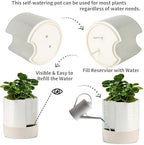 Nihow Ceramic Self Watering Plant Pot for Indoor Plants, 8 Inch,Cream White - Image 3