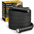 Garden Hose 100 ft x 5/8 in, Lightweight Flexible Water Hose, Kink-Resistant Design, Abrasion-Resistant Outer Cover, Leak-Proof Reinforced Fittings, Durable All-Weather Performance.Black by satis