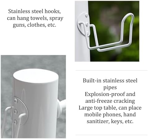 White 304 Stainless Steel Vertical Garden Water Column Garden Hose Holder Freestanding with Faucet Outdoor Garden Water Column Faucet Water Hydrant Fountain for Backyard, Lawns, Restrooms.(86cm/33.9in - Image 4