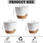 Plant Pots,12+10+9 Inch Self Watering Pots with Drainage Hole for Indoor Plants Large Flower Pot, Plants Pots Indoor Outdoor,Modern White Plastic Planters for Indoor Plants - Image 3