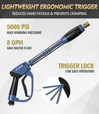Pressure Washer Gun and Hose Kit, 4800PSI Flexible & Kink-Resistant - Steel Braided & Durable High Power Washer Hose 25 FT with 3/8" Swivel Quick Connector and M22 14mm Adapters & 5 Nozzles - Image 5