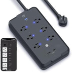 Geeni Smart Plug Power Strip, 6 Outlets & 2 USB Ports, Surge, 6 ft., Black by Geeni