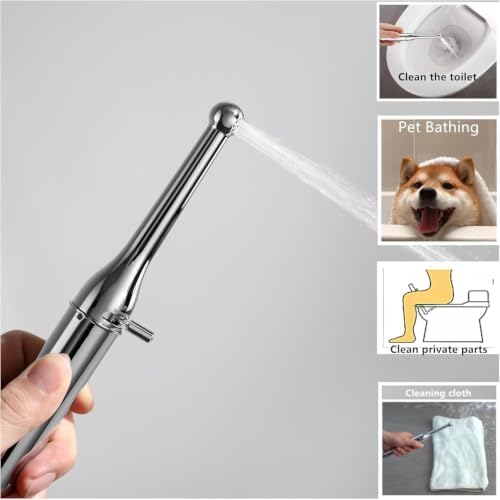Brass Handheld Bidet Sprayer- Hot and Cold Water Mixer Valve Included，8.5inChrome Toilet Spray Gun,for Baby Cleaning, Female Cleaning and Toilet Sprayer, pet Bathing, Adjustable Water Pressure - Image 4