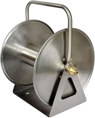 Wall Mount Metal Garden Hose Reel, Portable Stainless Steel Hanger Box for Car Patio Cleaning Yard Farm and Patio(15m Water Pipe) by Unknown