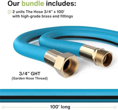 Aeromixer THE HOSE-(2 Pack) 3/4 Inch Garden Hose 100 Ft,Kinkless Commercial Garden Hoses, Heavy Duty Industrial Water Hoses for Outdoors, 650 PSI High-Pressure Watering Tool for Farming and Gardening - Image 5