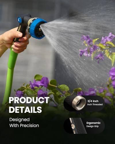 RAINPOINT Garden Hose Nozzle - 100% Heavy Duty Metal Thumb Control Spray Nozzles for Garden Hose High Pressure, 10 Pattern Water Hose Nozzle for Car Wash, Watering Lawn, Pets, Navy Blue - Image 6